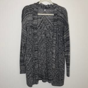 gray crochet long cardigan large